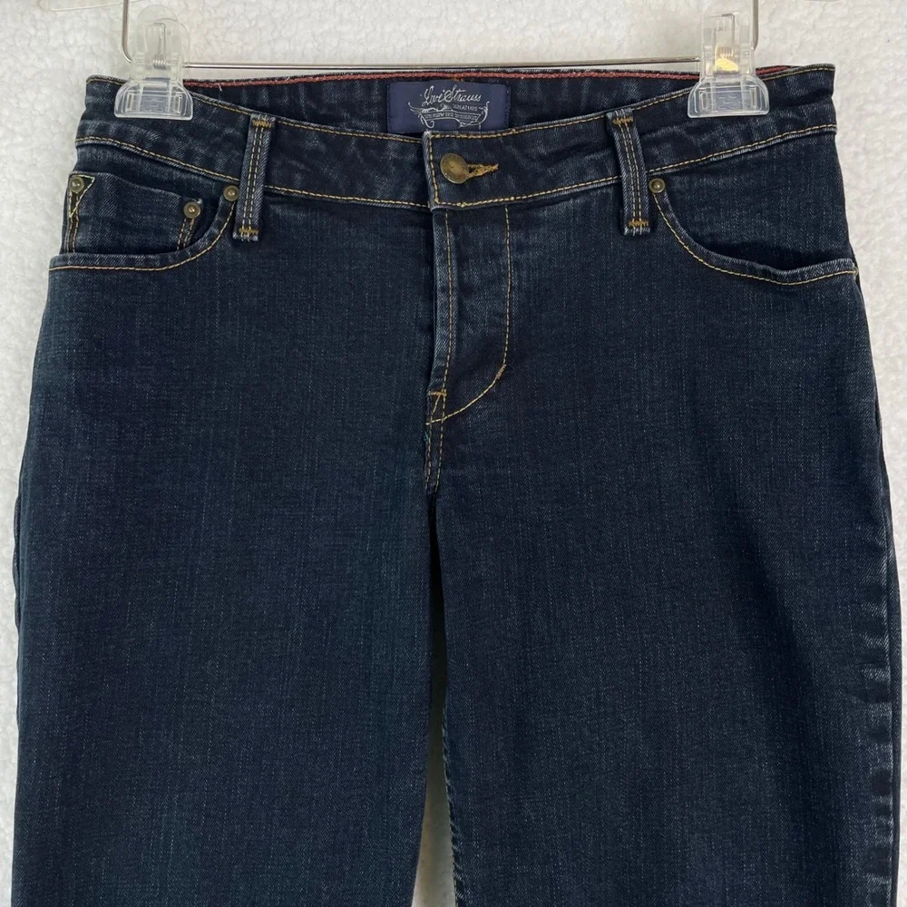Levi Strauss Signature Womens Juniors 7 Dark Wash Low Rise Slim Bootcut Jeans